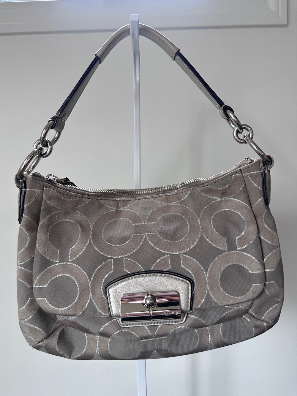 Coach Kristin Op Art Metallic East West Convertible Hobo Shoulder Bag
